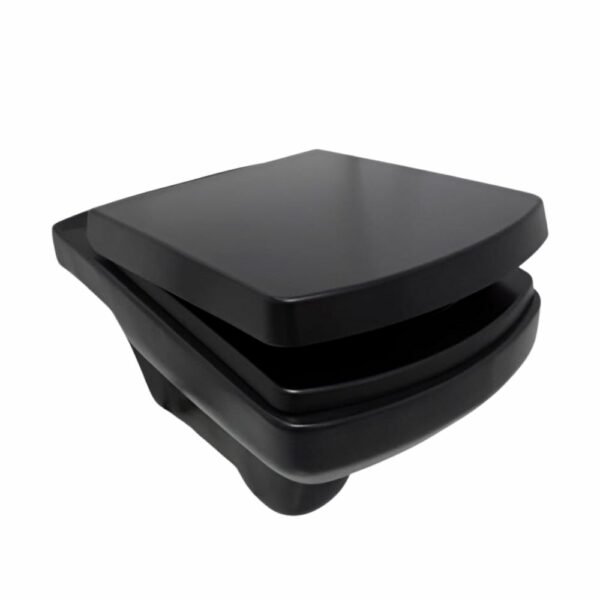 Cuvette WC  Suspendue  Avec Abattant Am Gideros Thermoplastique Noir Mat Carre Amortissable
