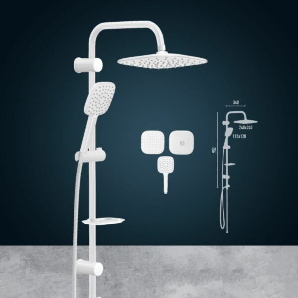 Colonne Douche Sans Mitigeur Blanc Carre Aquazen Luca Ds-1140